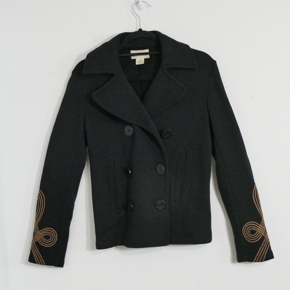 Denim & Supply Ralph‎ Lauren Womens Peacoat M Black Gold Military Nautical Cadet
